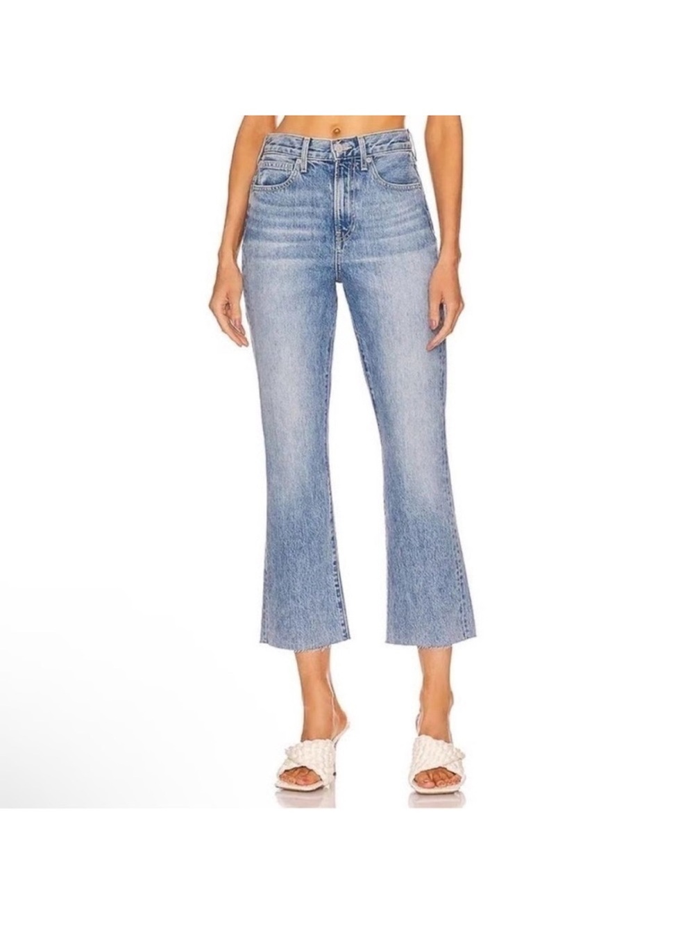 Veronica Beard Carly High Rise Kick Flare High Jeans in Pebble Stone